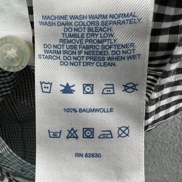 Lands End Womens Top 2 Black White Gingham Button Front No Iron Supima Shirt - Picture 5 of 9